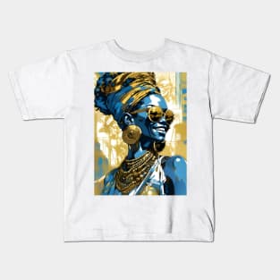 African Woman with Ancient Vibes and Head Wrap Kids T-Shirt